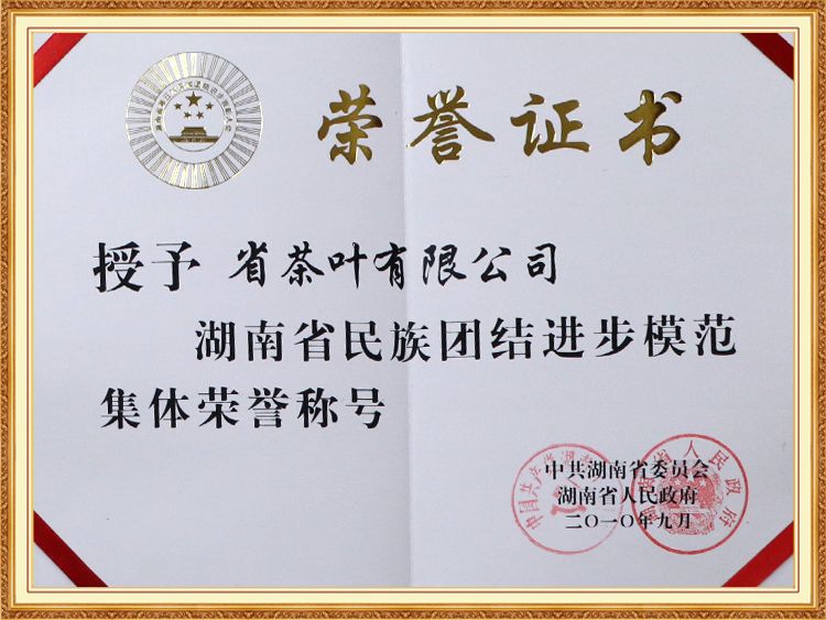 湖南省民族團結進(jìn)步模範集體榮譽稱号